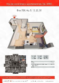 Apartament 2 camere, etaj 2, bloc R39, ap 15, Ared City Arad