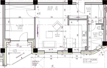 Apartament 2 camere, Bloc Nou, Zona Stadion, 53 MP + Balcon