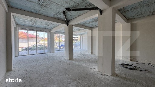 Spatiu comercial parter bloc nou, 109 mp open space, vitrina, terasa