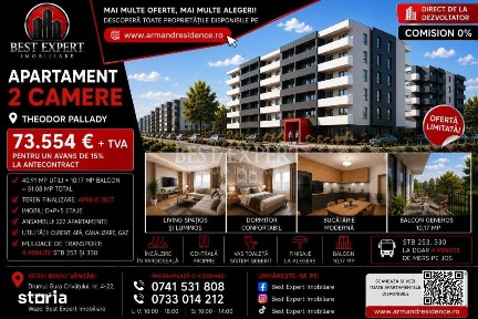 Apartament 2 Camere Premium | Th Pallady| La avans 50% Parcare Bonus