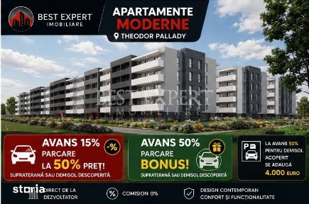 2 Camere Ideal Investitie|Discount 50% la Parcare pentru avans de 15%|