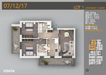 3 camere decomandat cu geam la baie | 2 balcoane | Theodor Pallady