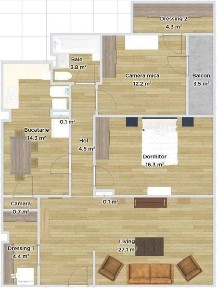 Inchiriez apartament ultracentral Zalau, 3 camere, 87mp, etaj 4/4