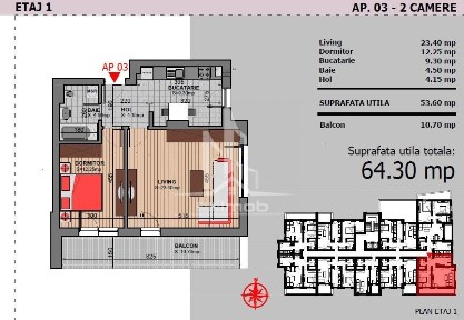 Postalionului 2 camere decomandat cu bucatarie inchisa.