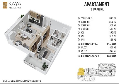 Apartament 3 camere de vânzare