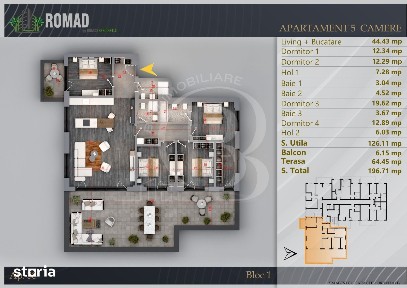 5 Camere cu Terasa Proiect Premium Titan-Theodor Pallady