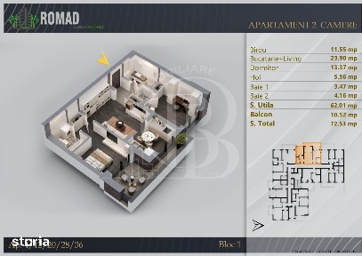 Apartament 3 camere Proiect Premium Independent Energetic