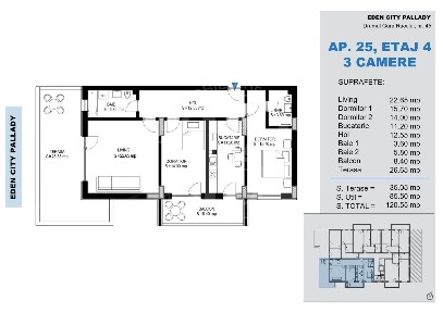 3 Camere cu terasa generoasa -Titan Pallady-Metrou Teclu