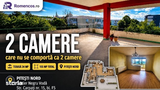Apartament cu terasa intabulata, Pitesti Nord, Negru Voda