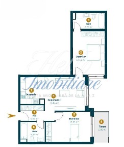 Apartament 3 camere 75,1 mp, terasa 7,1, ansamblu Intre Lacuri