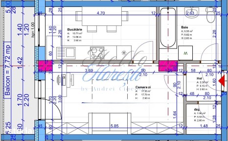 Apartament cu 2 camere, balcon in Floresti zona Terra