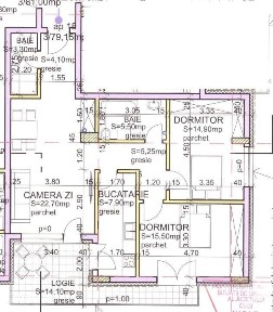 Apartament 3 camere 2 bai, 80 mp, Constructie Noua, Zona The Office