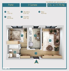 Apartament de vanzare 2 camere 42mp Militari Chiajna