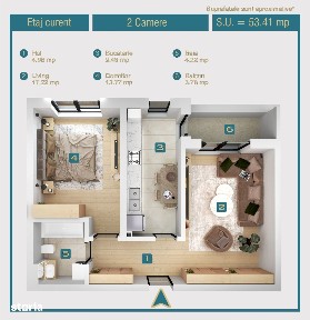 Apartament de vanzare 2 camere 53mp Militari Chiajna - ilie petre 16