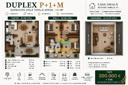 Vânzare Casa | DUPLEX P+1 | 5 camere | Popești Leordeni