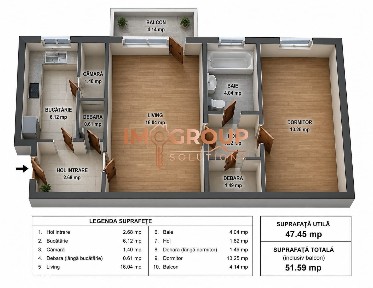 TATARASI - ETAJ 2 - BLOC FARA RISC - APARTAMENT CU 2 CAMERE