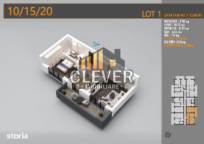 2 Camere | 63,91 mp Total | Balcon 12,16 mp | Comision 0%