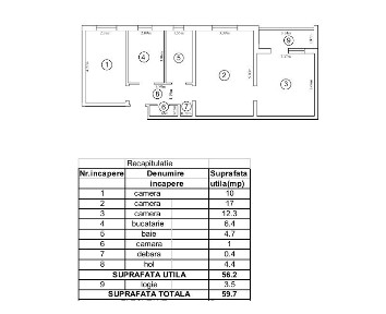 Podu Ros - la bulevard, 3 camere, etaj 1, necesita renovare