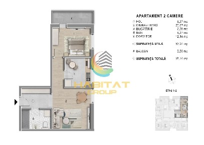 Apartament cu 2 camere zona metrou Popesti Leordeni