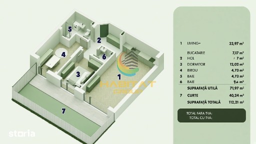 Vânzare Apartament 3 camere cu curte apx 92 mp Popești Leordeni