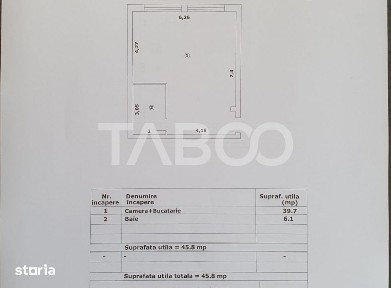Studio de vanzare 46 mp utili constructie noua 2025