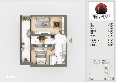 Apartament 2 camere Modern-Incalzire Pardoseala