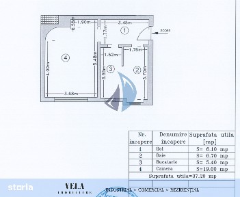 Apartament 1 cam centru, zona Grand hotel, 37 mp utili + boxa