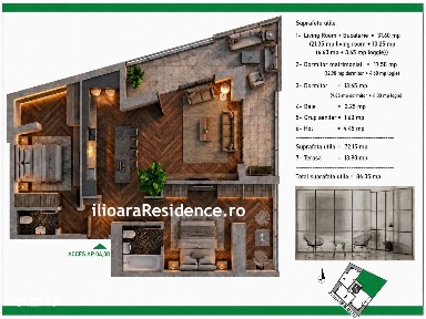 3 camere, 85 mp, 300 m metrou Nicolae Grigorescu (Ilioara), Park Lake