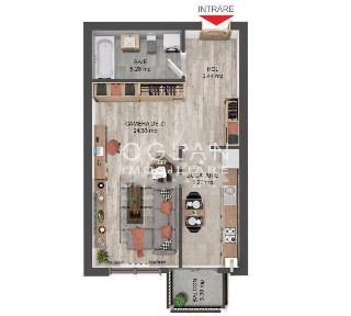 Apartament 1 camera, 41 mp utili, bloc cu lift, zona Brana