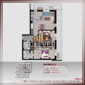 3 Camere | 96,65 mp Total | Terasa 26,7 mp | Etaj 3 | Pallady