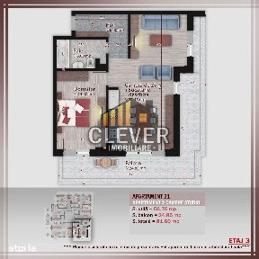 2 Camere | 81,6 mp Total | Terasa 24,85 mp | Etaj 3 | Pallady