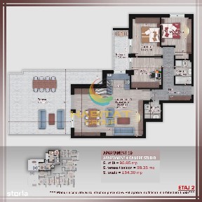 Pallady 4 camere 90 mp + terasa 51 mp in bloc tip Boutique