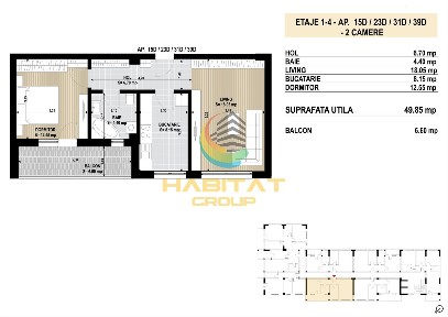 Apartament 2 camere / 57.40 mp / Grand Arena Berceni