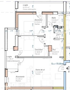 Apartament 3 camere, semidecomandat, 72 mp utili, zona Aradului