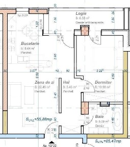 Apartament 2 camere, semidecomandat, 56 mp utili, zona Aradului