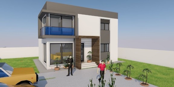 Vila proiect mediteranean 3 camere 2 bai 840 mp curte