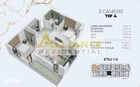 APARTAMENT 3 CAMERE | Incalzire in pardoseala | Metrou Berceni