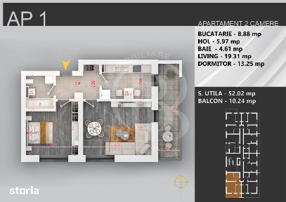 Apartament 2 camere bloc boutique parcul Teilor