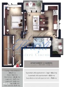 Apartament 2 camere, 45,5mp | Zona Vivo | Floresti |