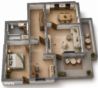 Apartament 2 camere, 63.60 mp, zona Livezeni
