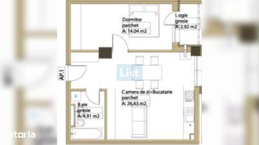 Apartament 2 camere, 55.35mpc, etaj 1, lift, Comision 0%