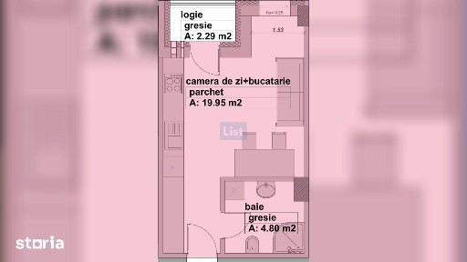 Apartament de vânzare, tip studio, finisat, etaj 3, Comision 0%