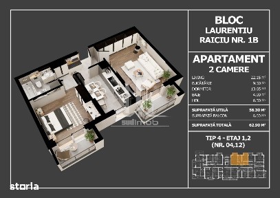 Parc Laurentiu Raiciu apartament 2 camere decomandat cu 2 balcoane.