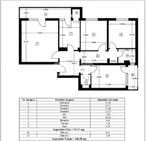 Apartament spatios cu 4 camere, 105,28 mp utili - Ultracentral, Pite