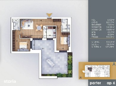 Apartament 3 Camere cu Terasa Finalizat | Dezvoltator | Metrou 8 min