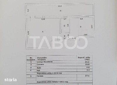 Apartament 2 camere decomandat 47 mp utili + terasa 27 mp nou 2025