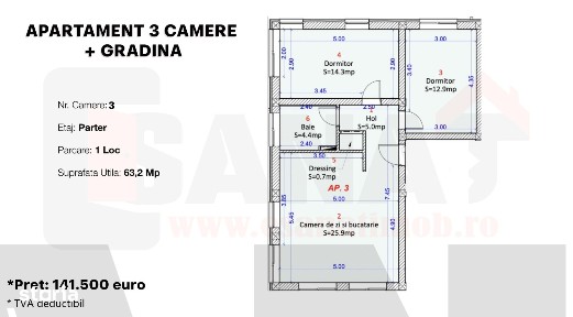 Ap. 3 cam. | NOU | Gradina | Predare Imediata | DEZVOLTATOR |VIDEO