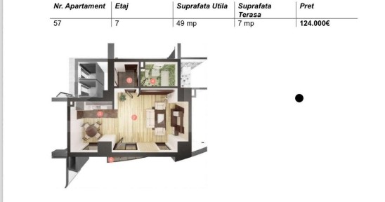 Apartament 1 camera 49 mp utili, parcare, view deosebit, West City Tow