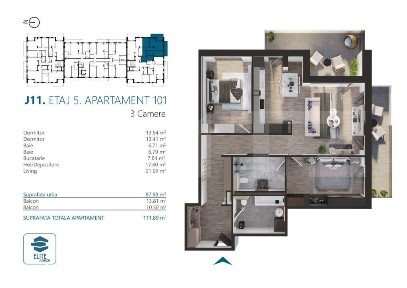Apartament cu 3 camere, 82 mp, Ansamblu Rezidential, zona RIVUS