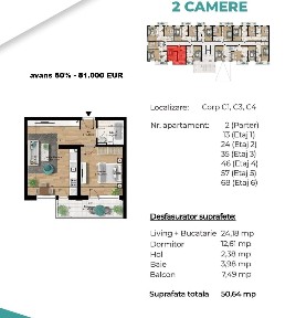 Metrou Berceni 350m - 2 camere tip studio 48.5mp -